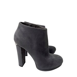 Michael Kors Suede Block Heel Ankle Booties Charcoal Gray Women's Size 6